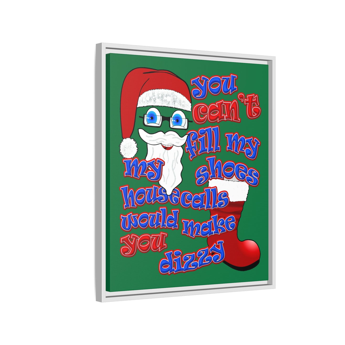 santa's shoes - framed canvas art (dark green)