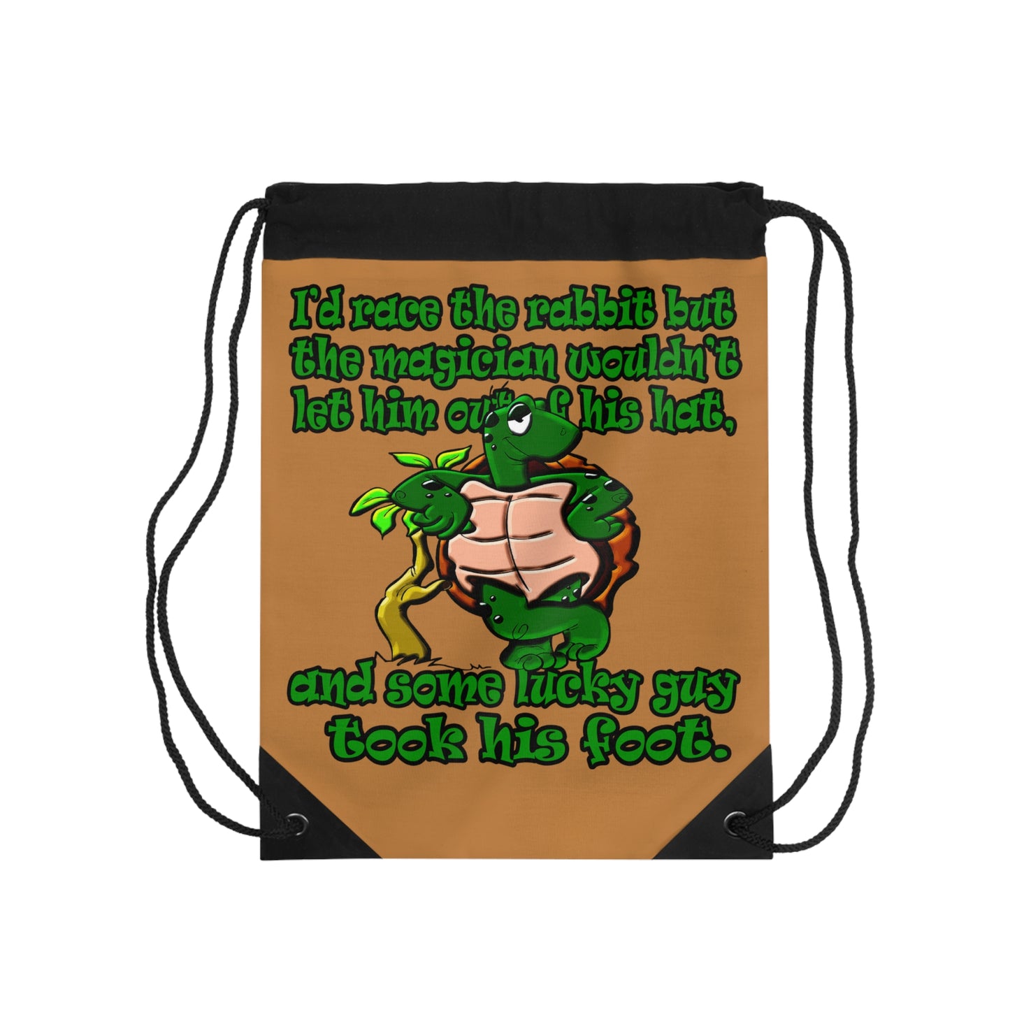 turtle race - Drawstring Bag (light brown)