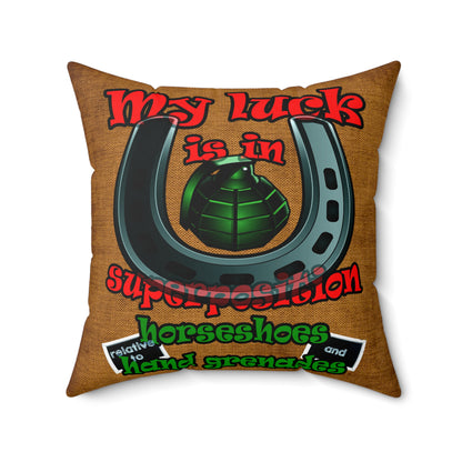 my luck - Spun Polyester Square Pillow - (dichromatic brown papyrus)