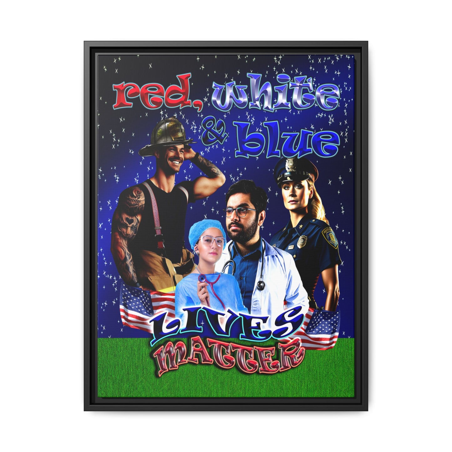 rw&b lives matter - framed canvas art ('snoops' background)