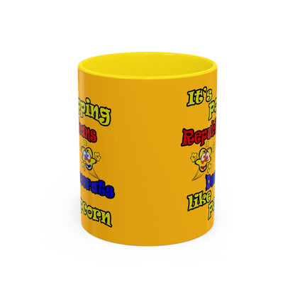 popping like popcorn - Accent Mug (yellow)