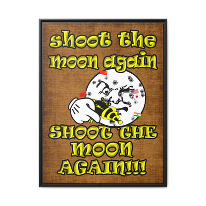 shoot the moon again - framed canvas art (brown papyrus)