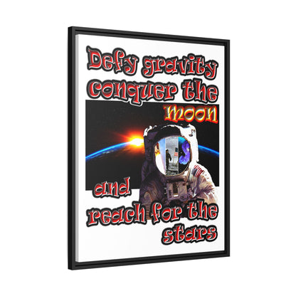 defy conquer reach - framed canvas art (white)