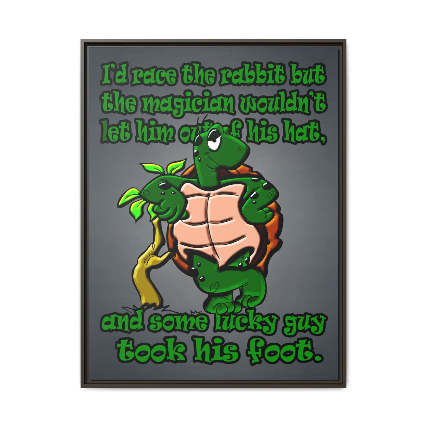 turtle race - framed canvas art (grey-light grey)