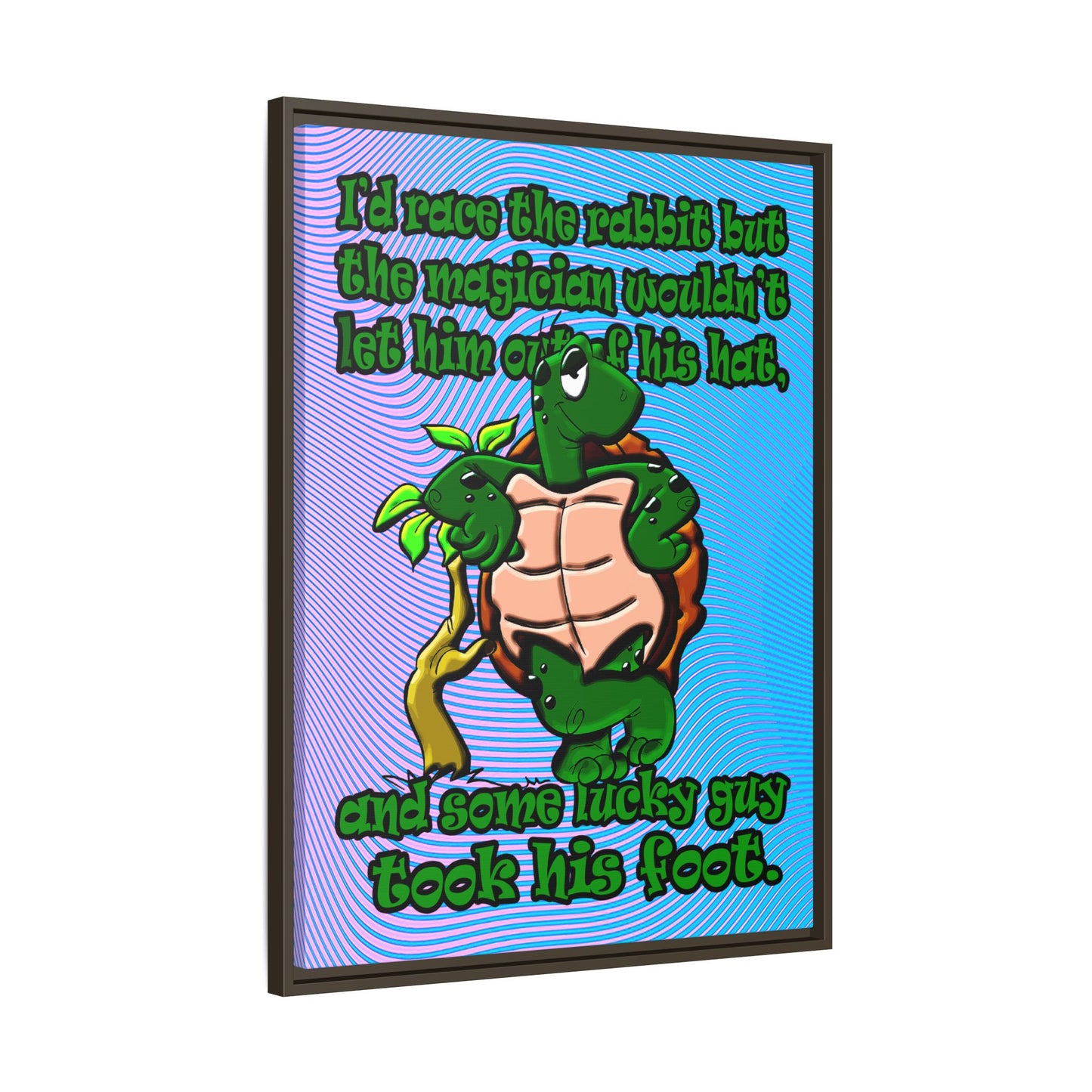 turtle race - framed canvas art (light blue-purple wave)