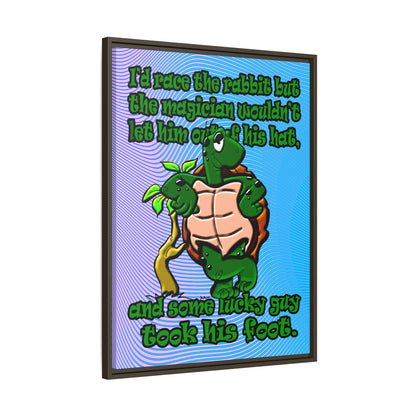 turtle race - framed canvas art (light blue-purple wave)