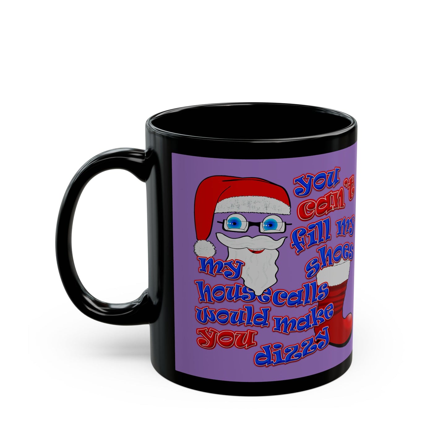 santa's shoes - Black Mug (light purple)