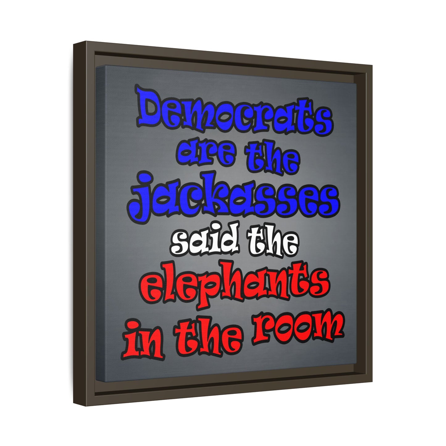 donkeys and elephants - framed canvas art (grey-light grey)