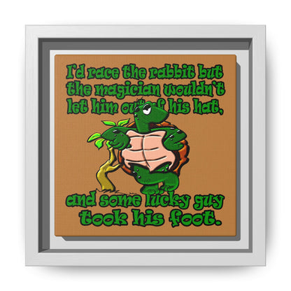 turtle race - framed canvas art (light brown)
