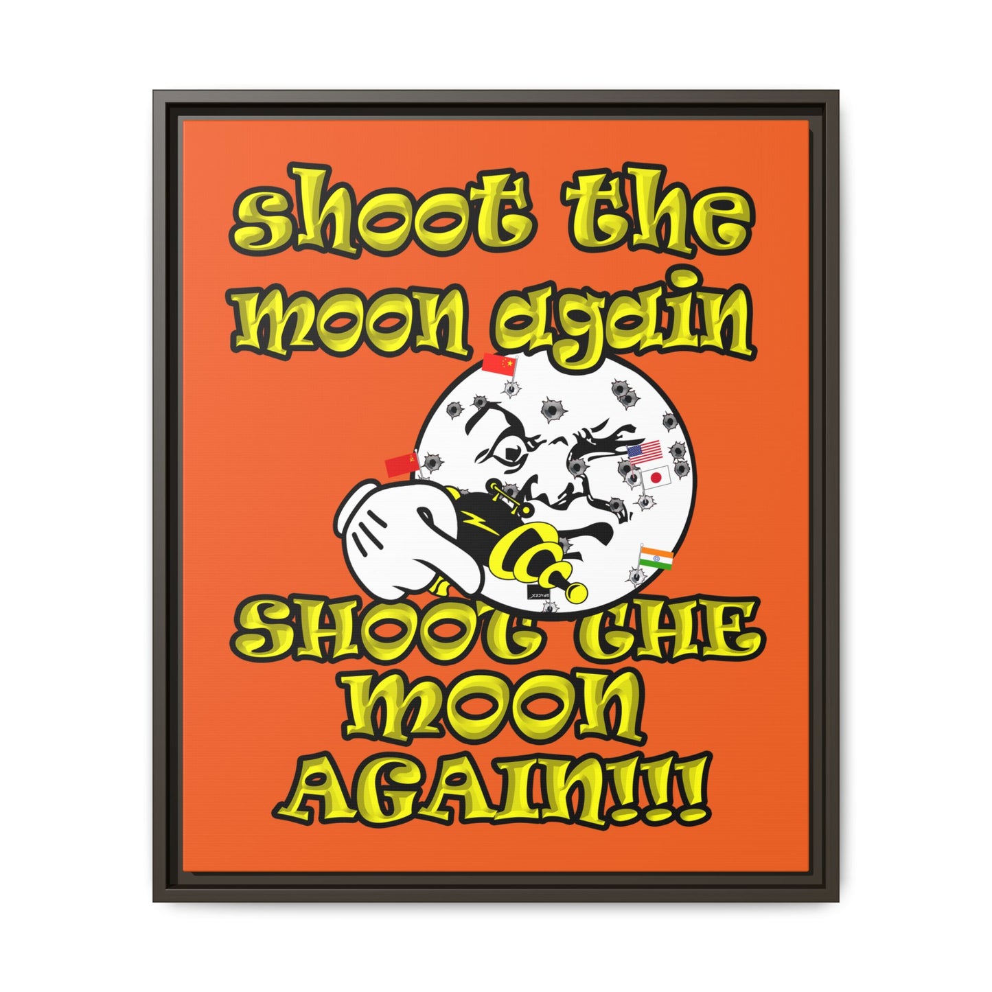 shoot the moon again - framed canvas art (orange)