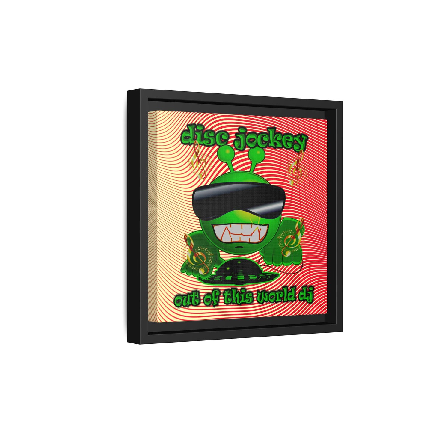 disc jockey - framed canvas art (yellow-orange wave)
