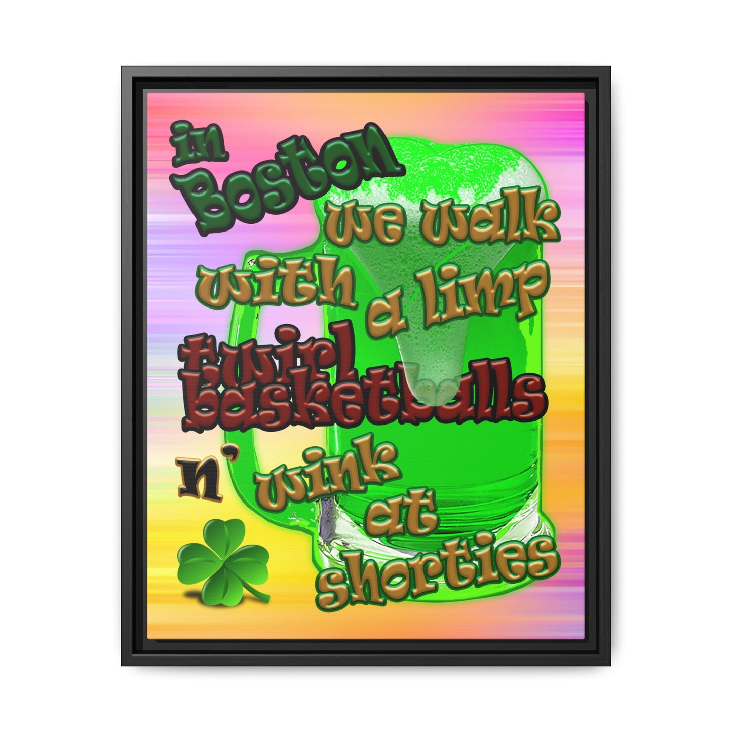celtics logo - framed canvas art (color blur)