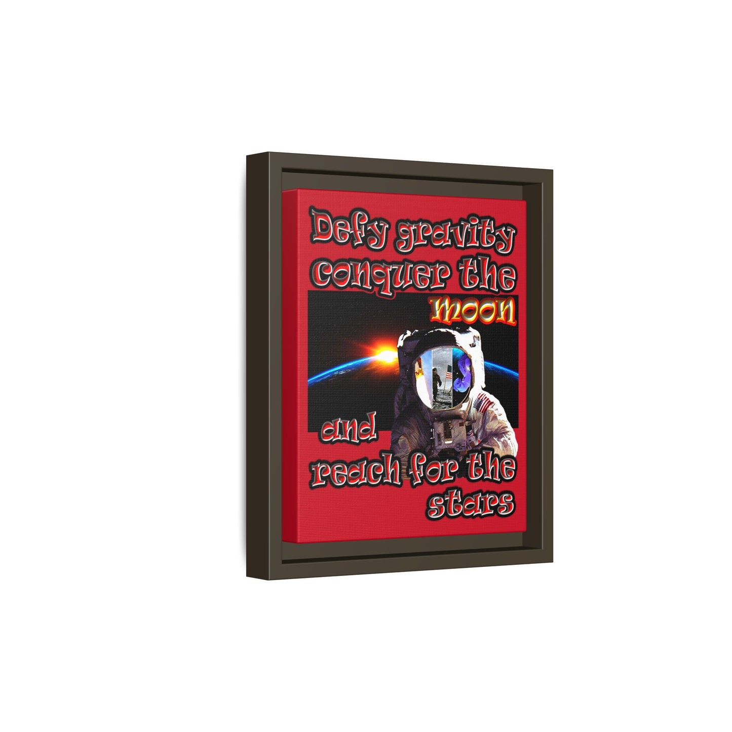 defy conquer reach - framed canvas art (dark red)