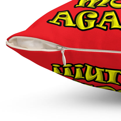 shoot the moon again - Spun Polyester Square Pillow - (red)
