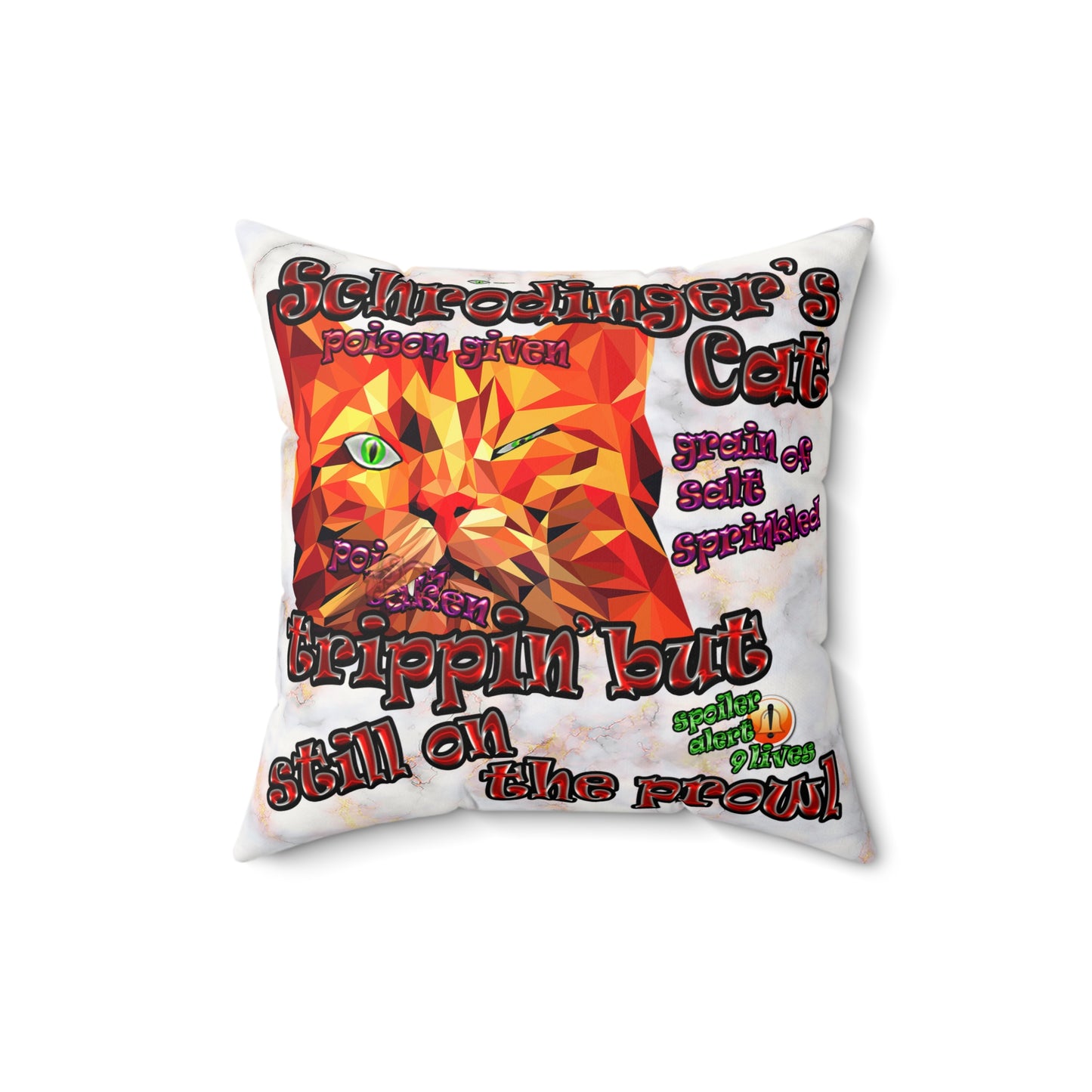 schrodinger's cat - Faux Suede Square Pillow - (white marble)