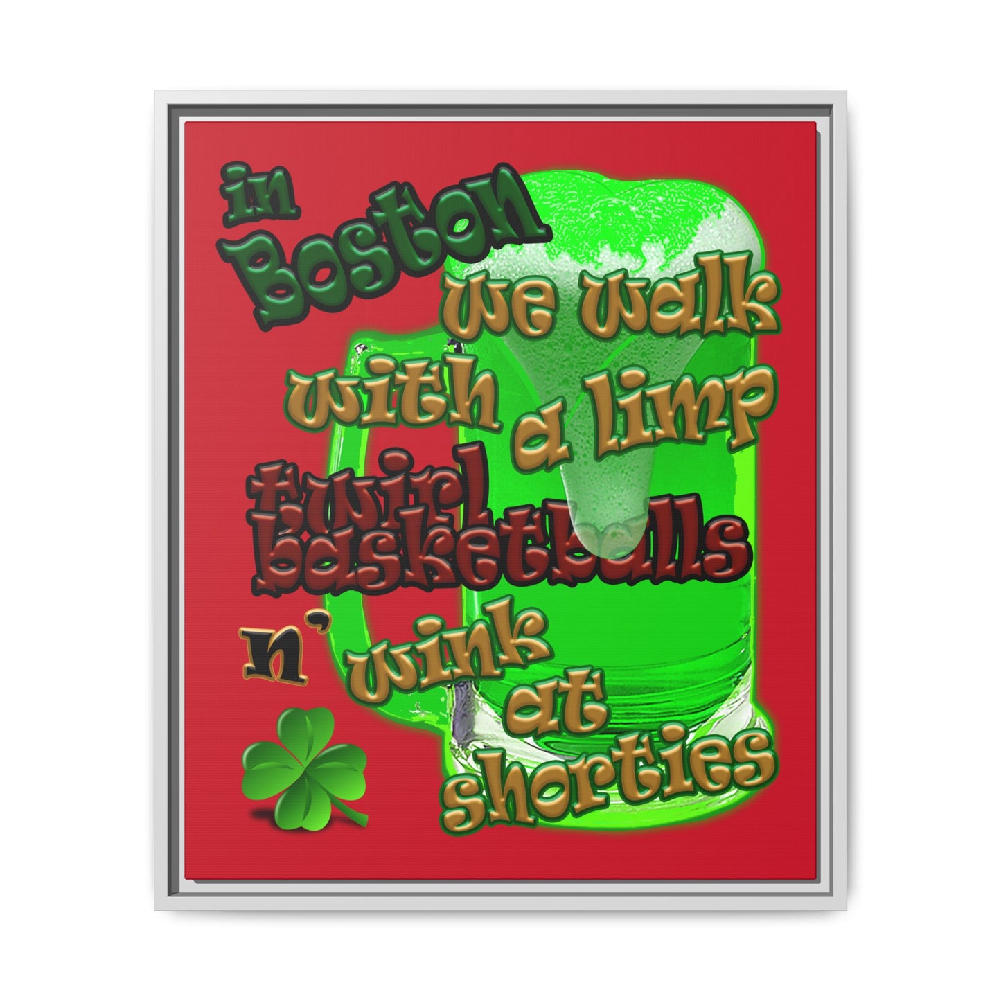 celtics logo - framed canvas art (dark red)