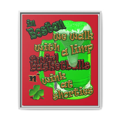 celtics logo - framed canvas art (dark red)