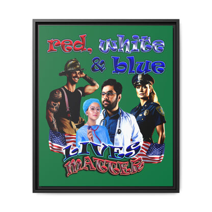 rw&b lives matter - framed canvas art (dark green)
