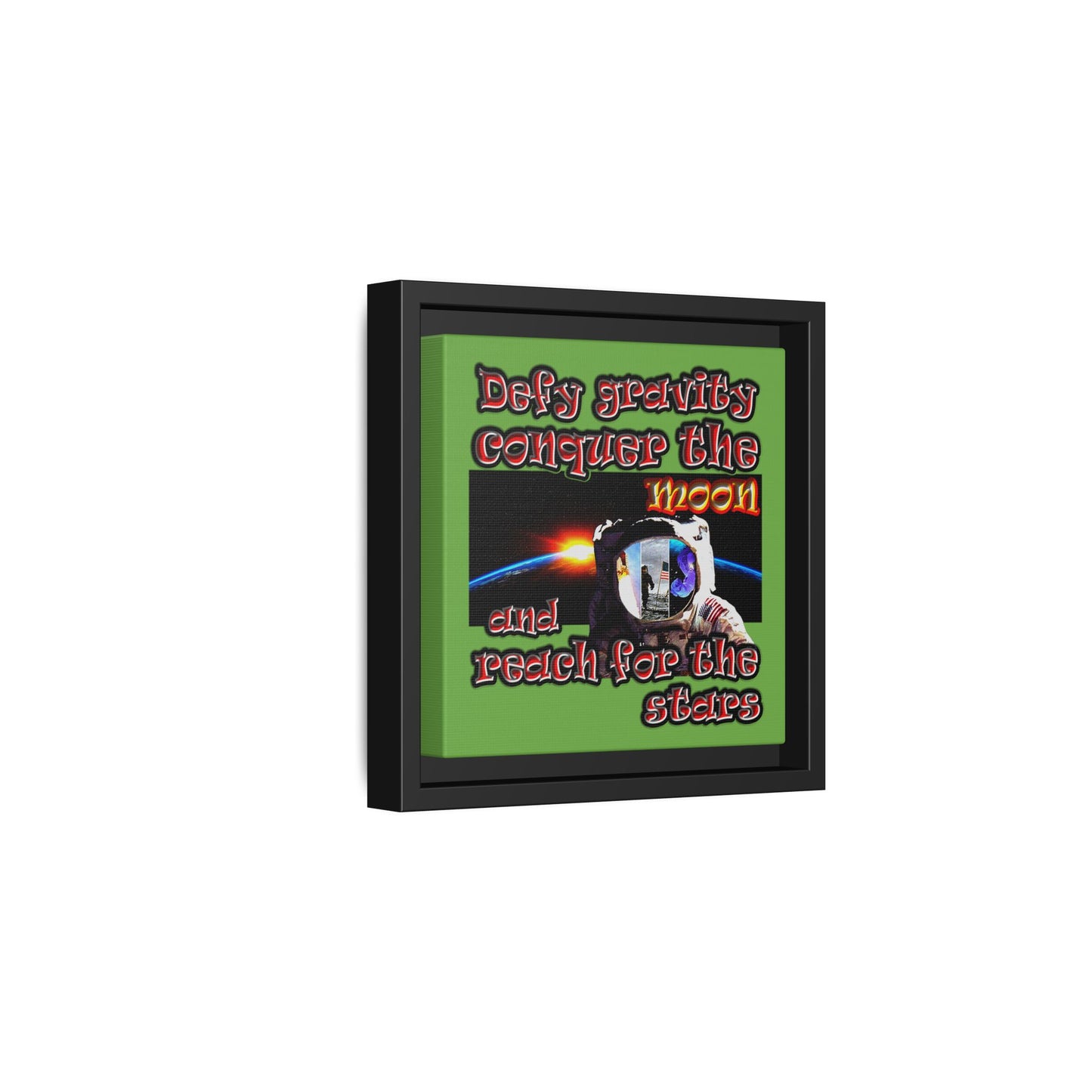 defy conquer reach - framed canvas art (green)