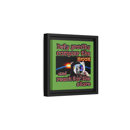 defy conquer reach - framed canvas art (green)
