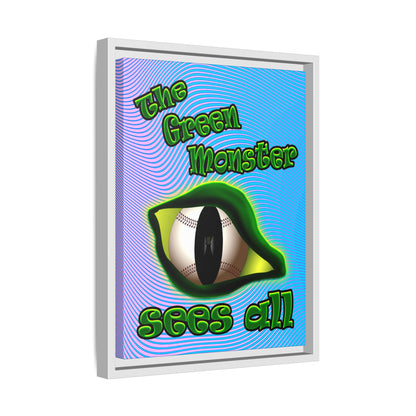 green monster - framed canvas art (light blue-purple wave)