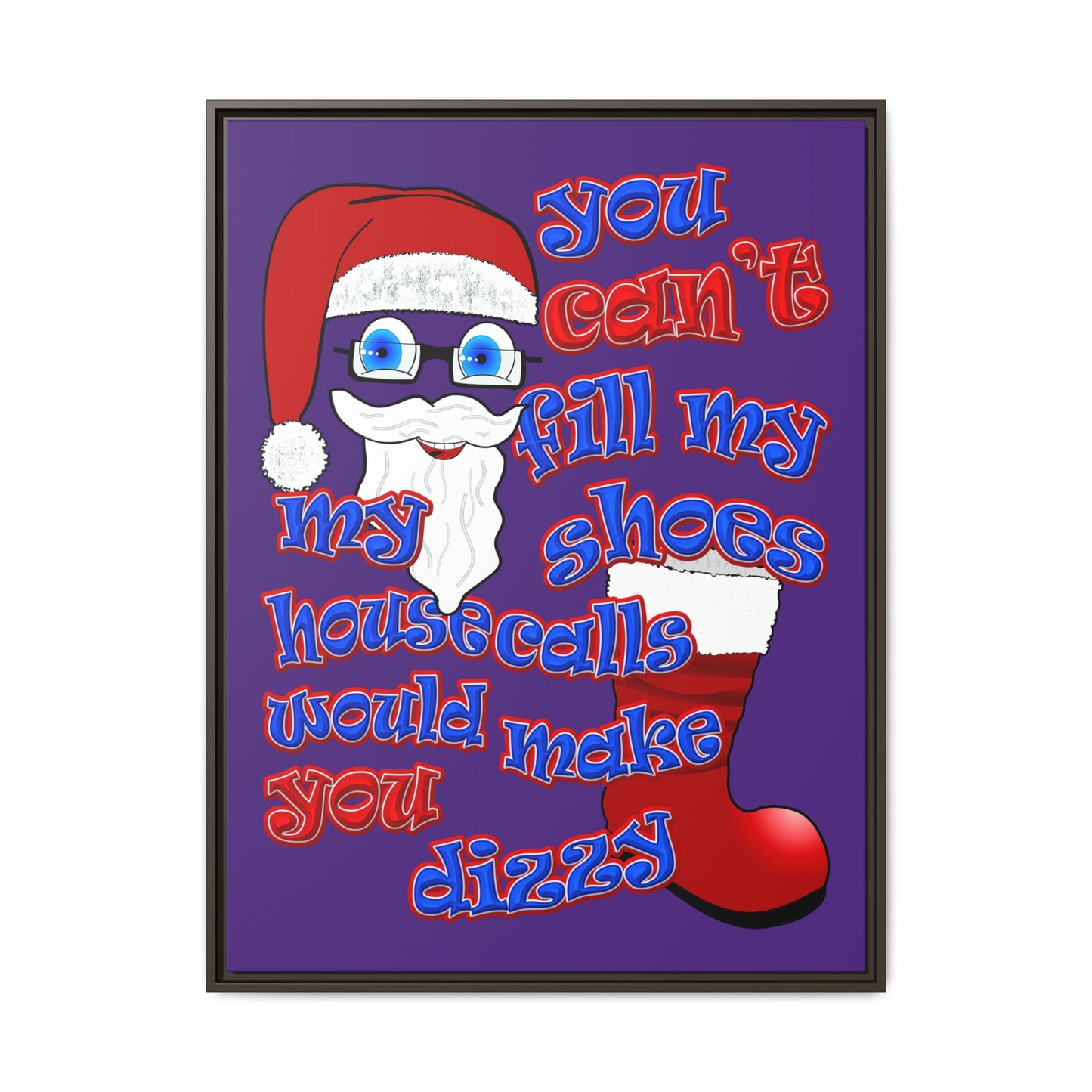 santa's shoes - framed canvas art (purple)