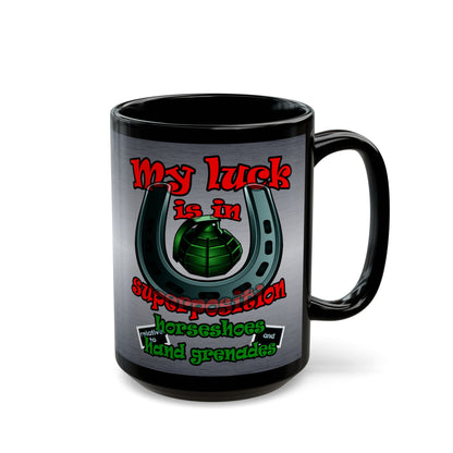 my luck - Black Mug (brushed nickel)