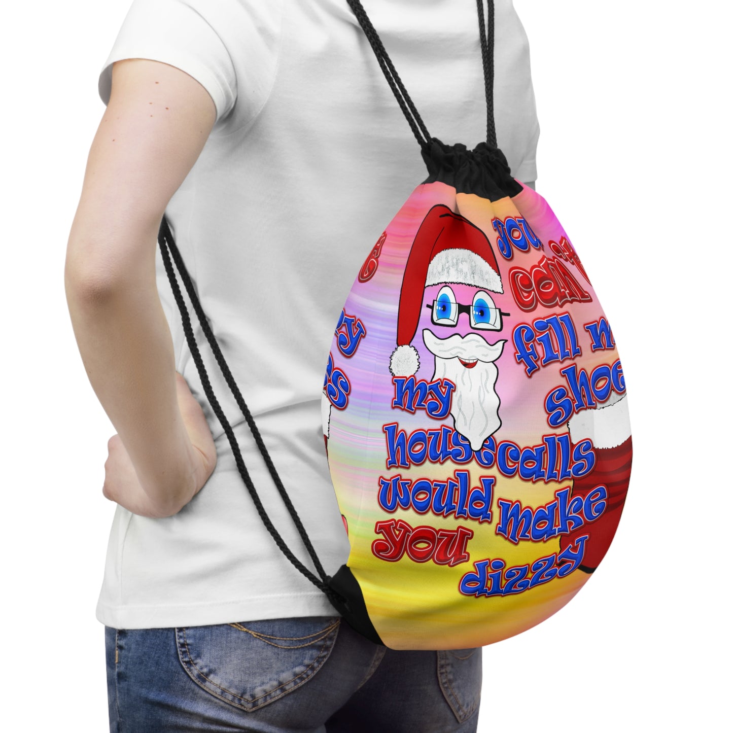 santa's shoes - Drawstring Bag (color blur)