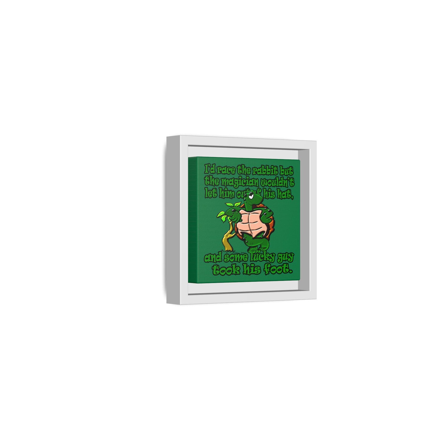 turtle race - framed canvas art (dark green)
