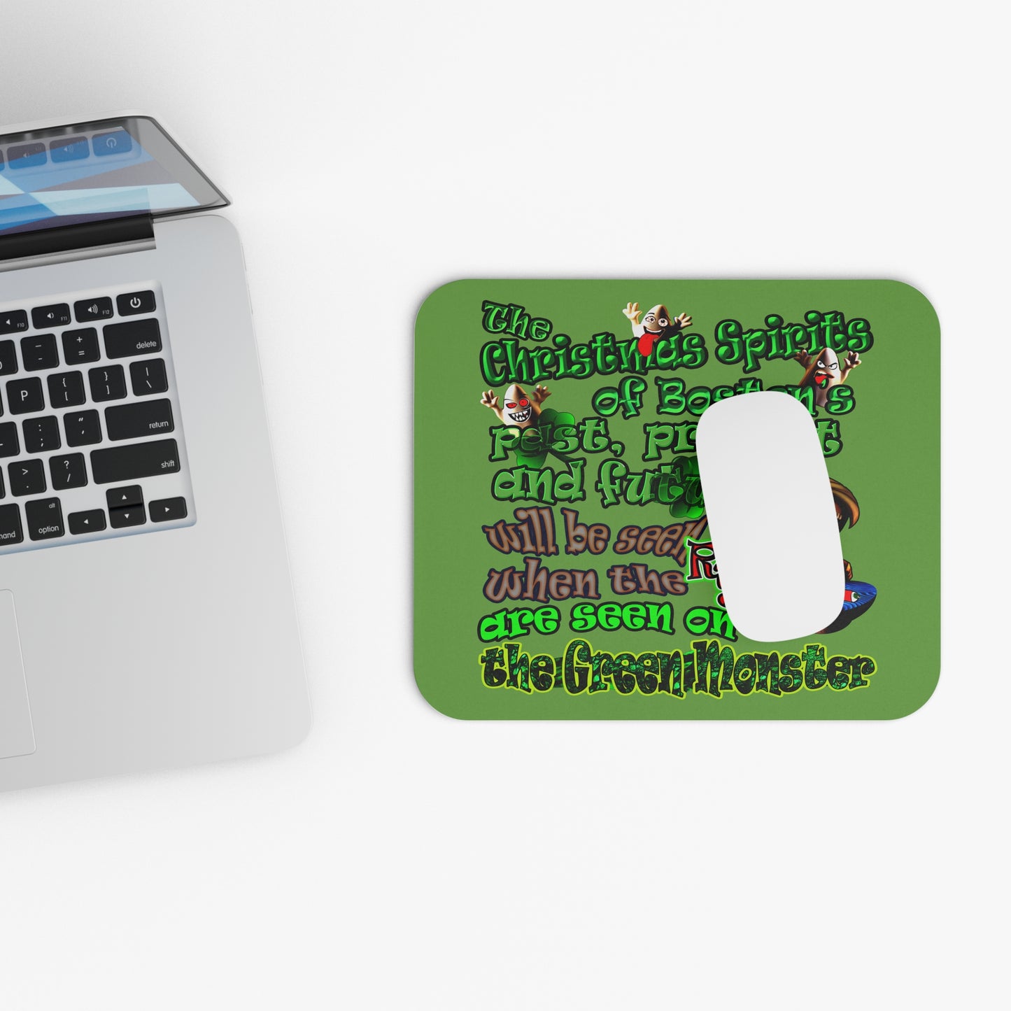 christmas spirits of boston - Mouse Pad (Rectangle) (green)