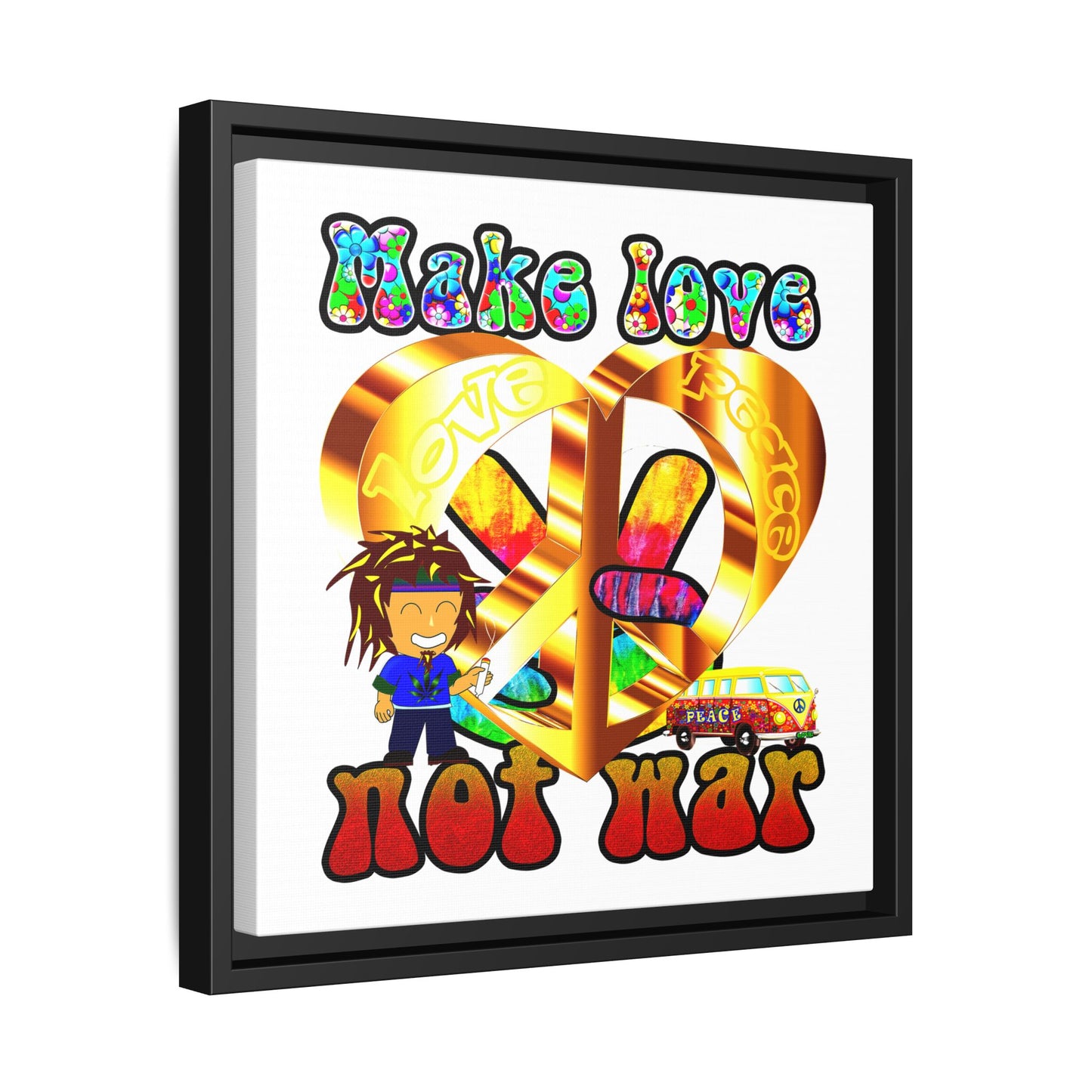 love peace - framed canvas art (white)