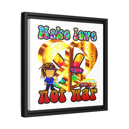 love peace - framed canvas art (white)