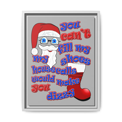 santa's shoes - framed canvas art (light grey)