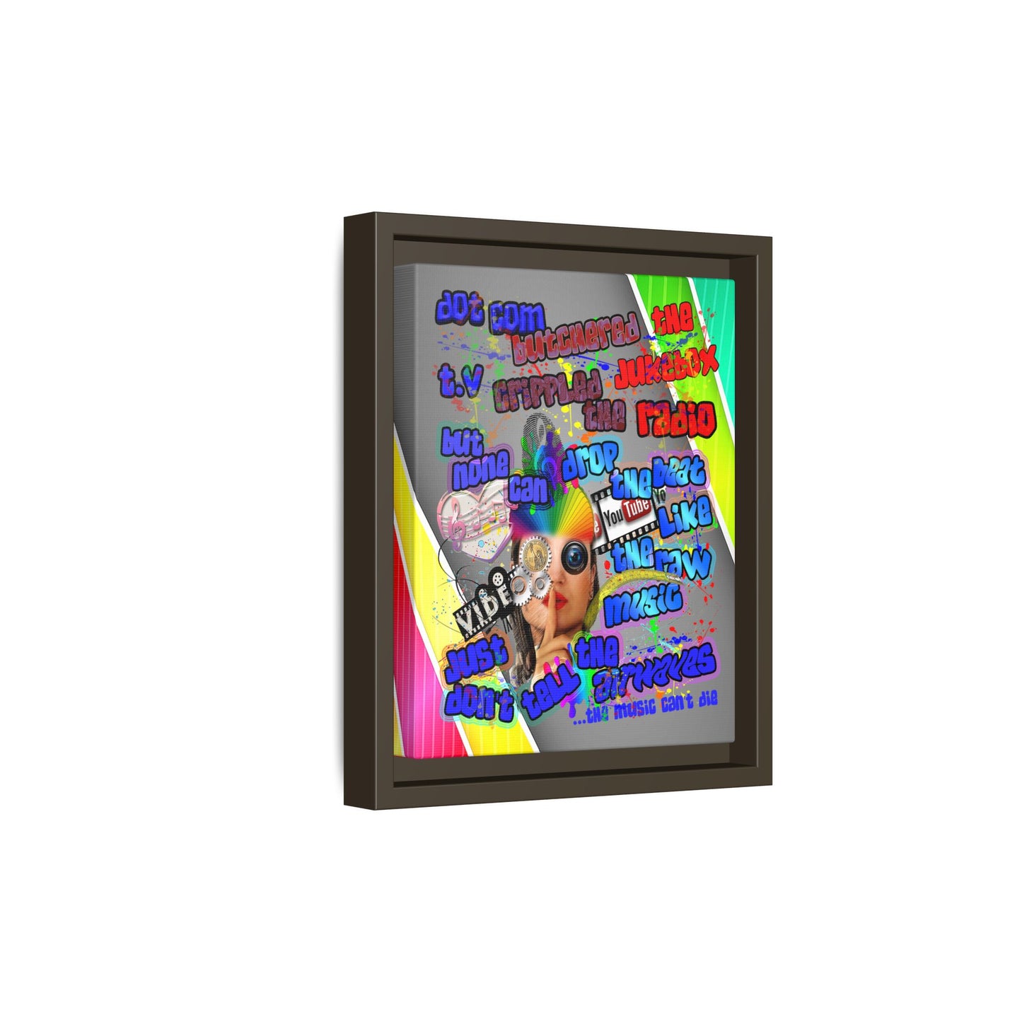 drop the beat - framed canvas art (rainbow split)