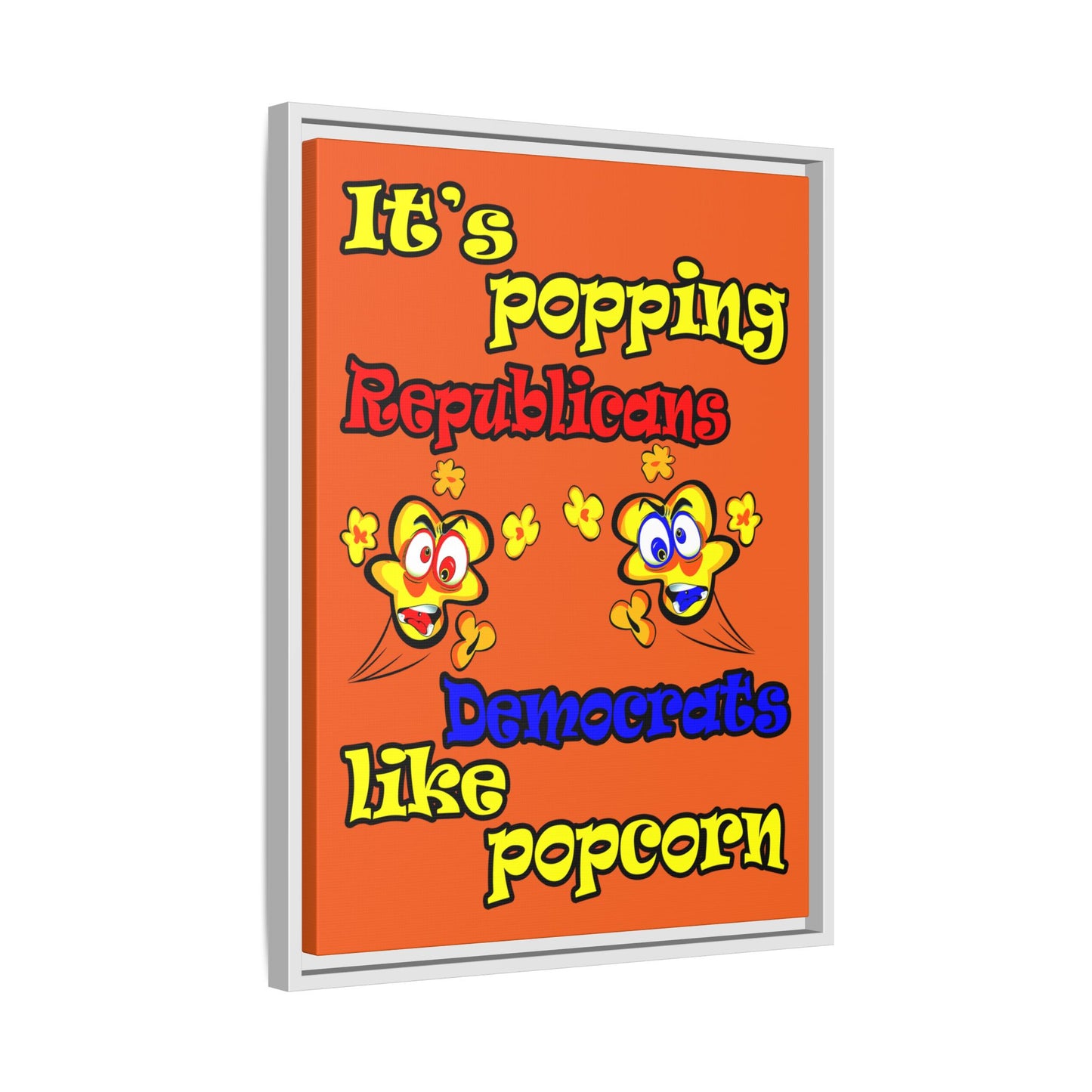 popping like popcorn - framed canvas art (orange)
