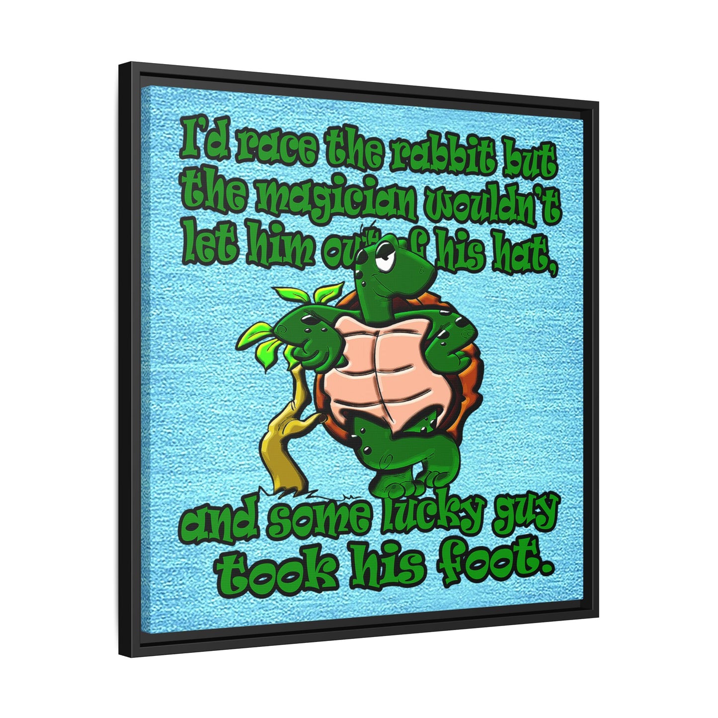 turtle race - framed canvas art (faded blue)