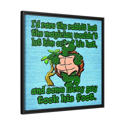 turtle race - framed canvas art (faded blue)