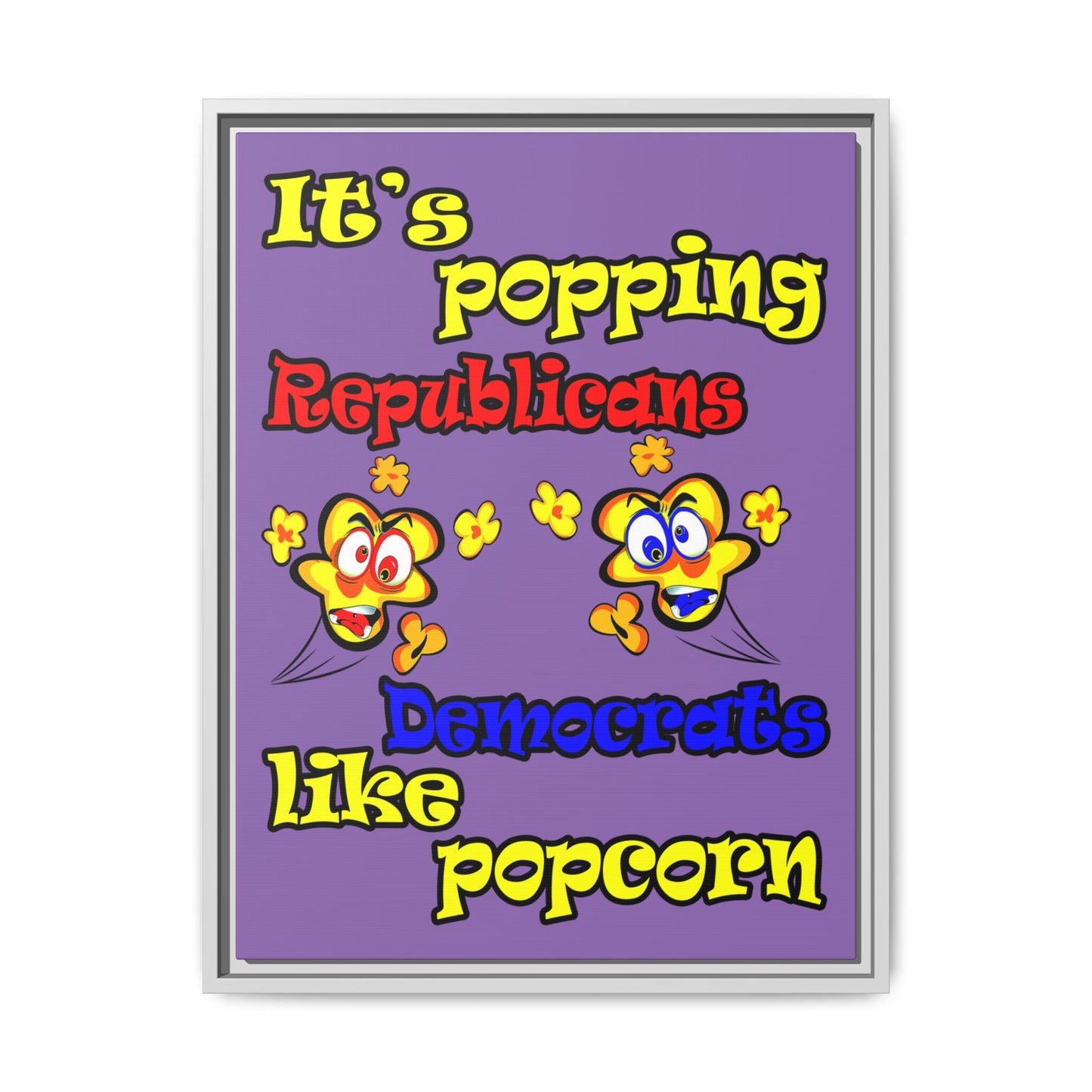 popping like popcorn - framed canvas art (light purple)