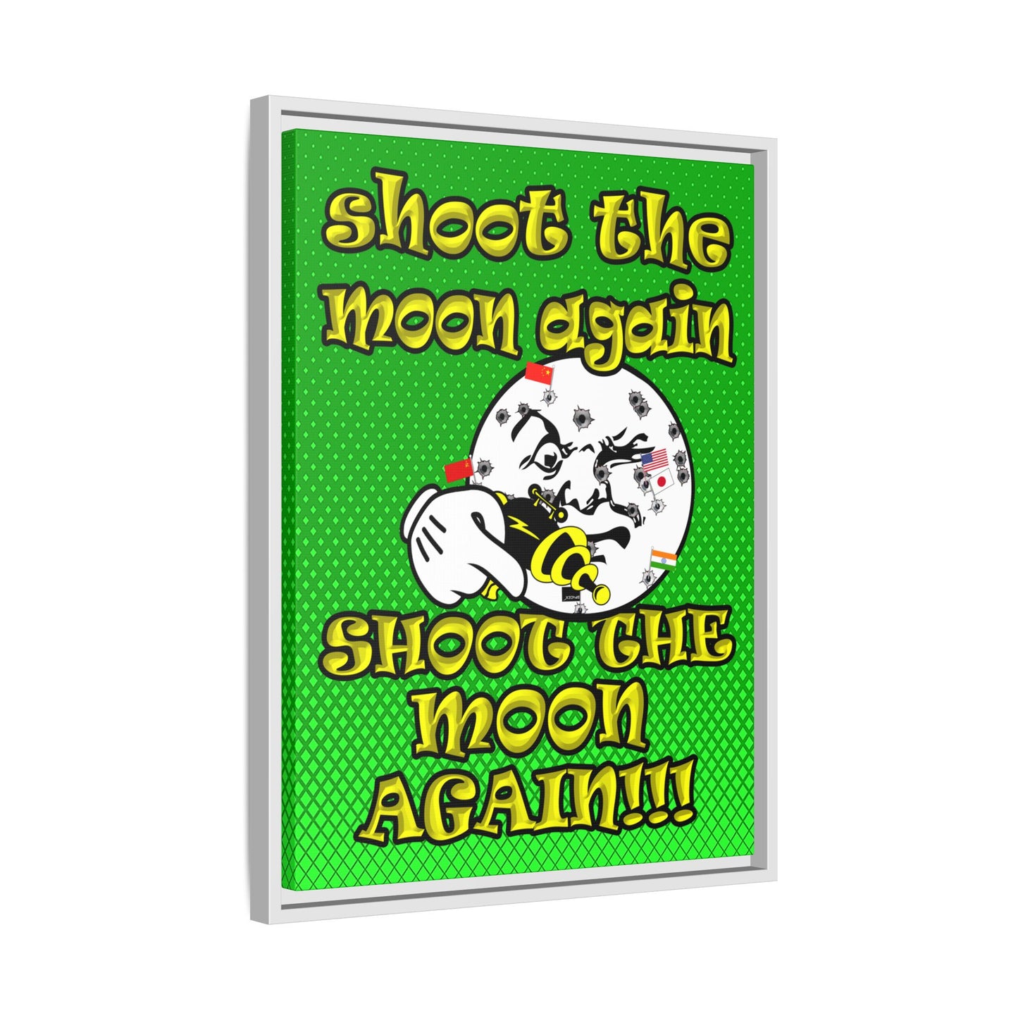 shoot the moon again - framed canvas art (logo green)