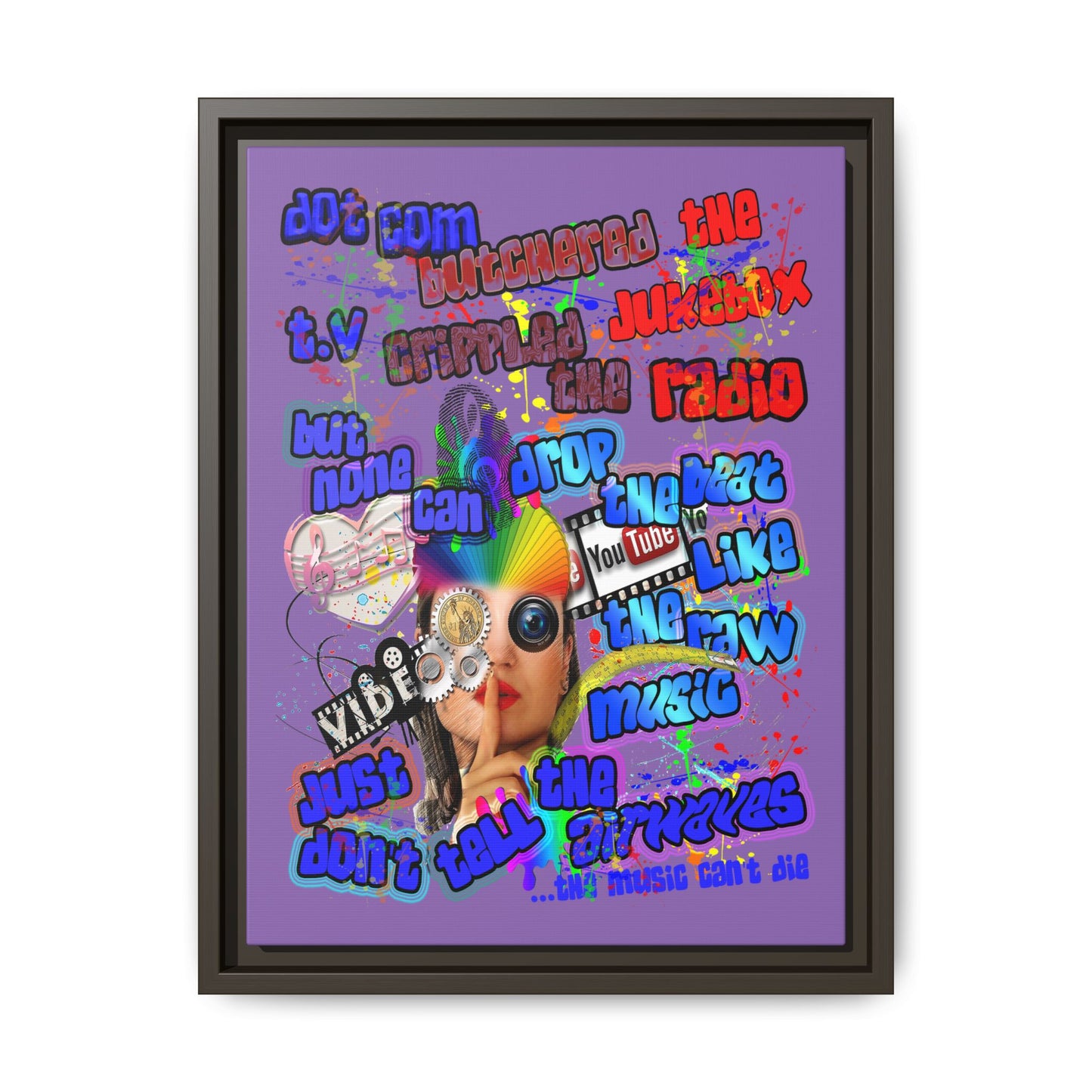 drop the beat - framed canvas art (light purple)