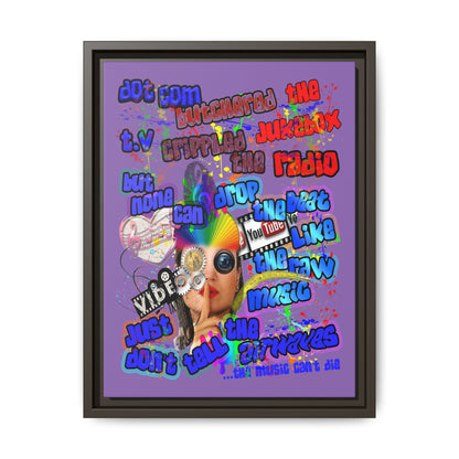 drop the beat - framed canvas art (light purple)