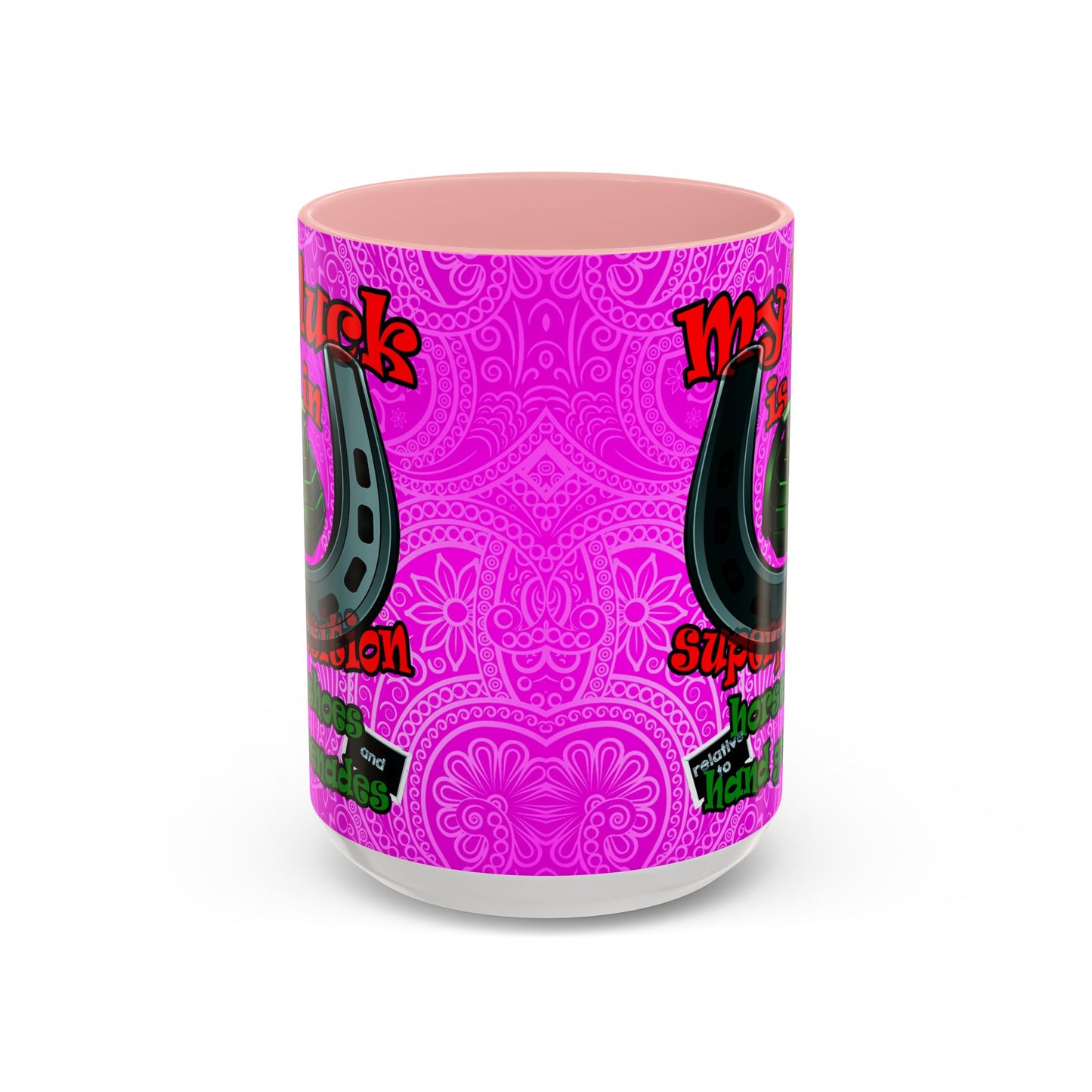 my luck - Accent Mug (pink swirl)