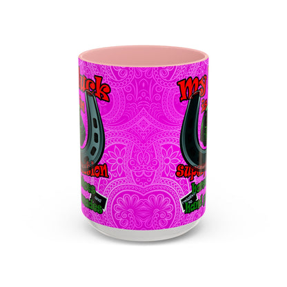 my luck - Accent Mug (pink swirl)