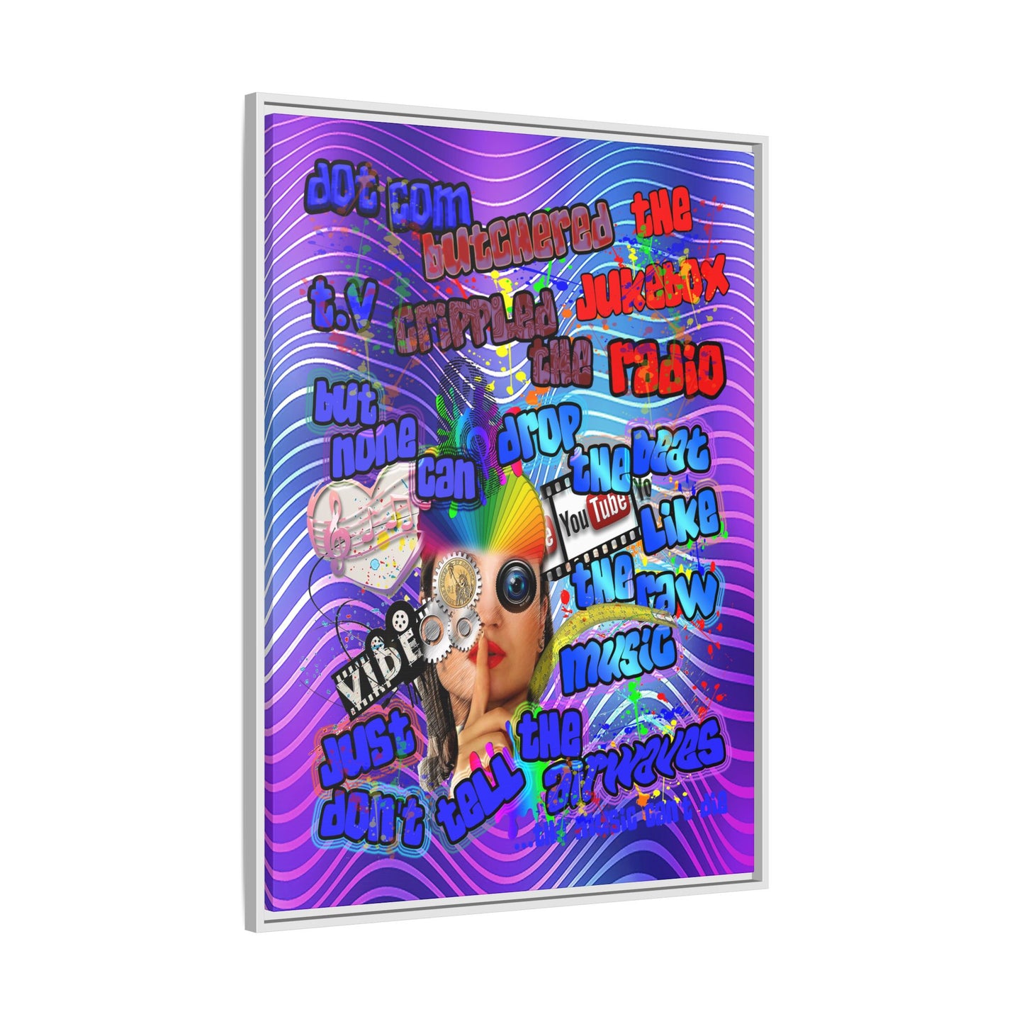 drop the beat - framed canvas art (purple wave)