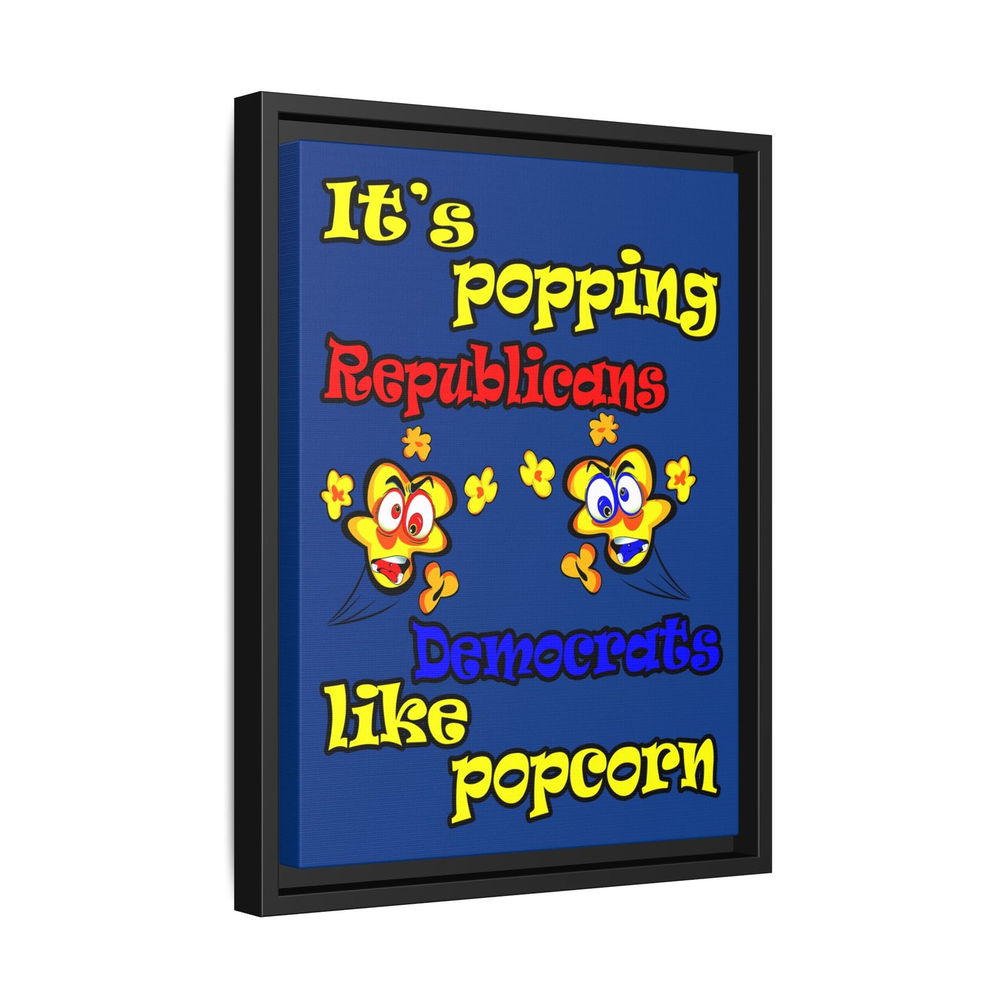 popping like popcorn - framed canvas art (dark blue)