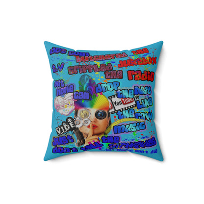 drop the beat - Spun Polyester Square Pillow - (turquoise)