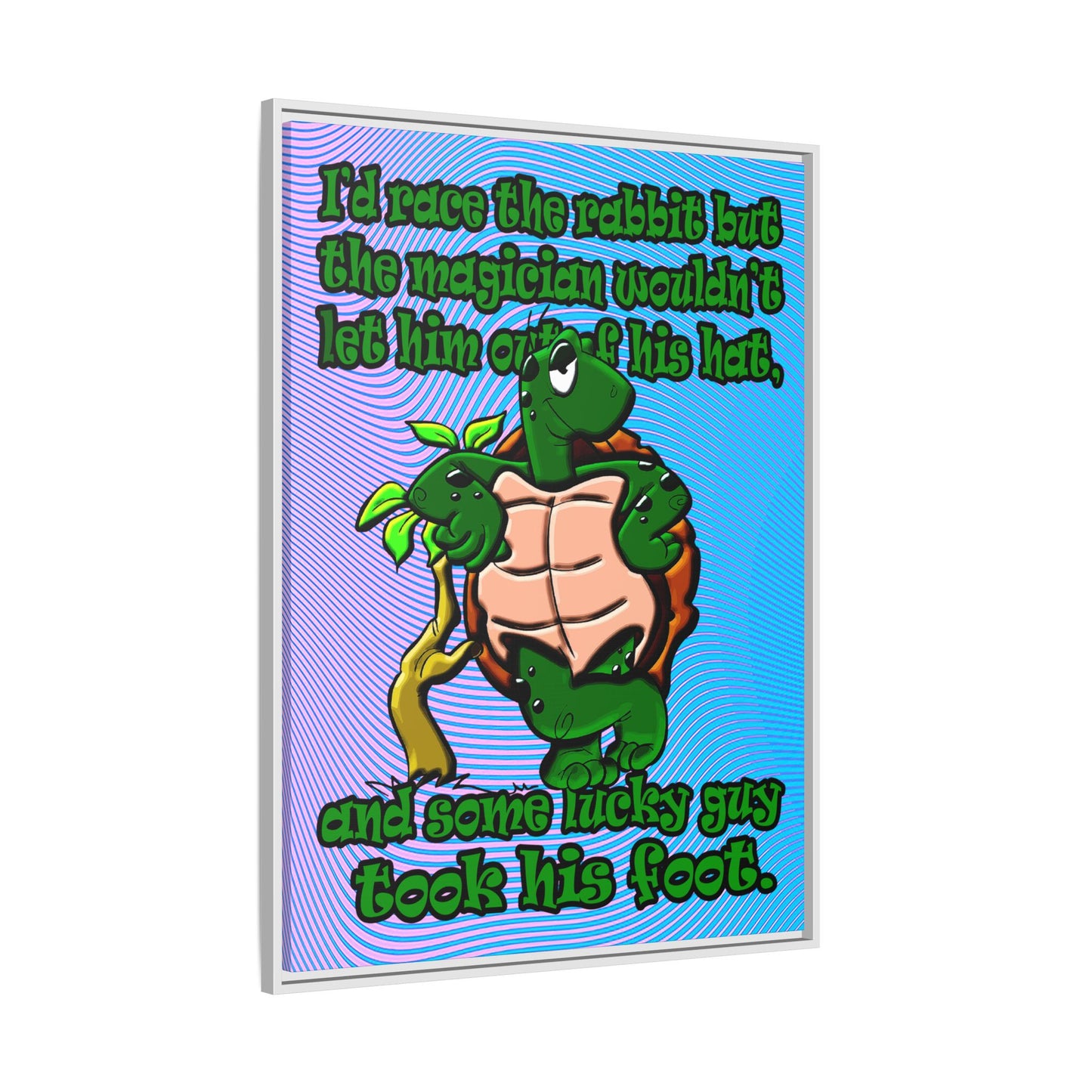 turtle race - framed canvas art (light blue-purple wave)
