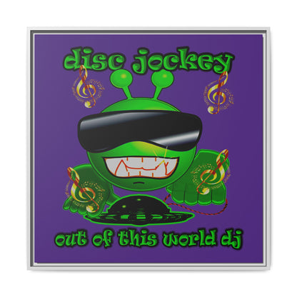 disc jockey - framed canvas art (purple)