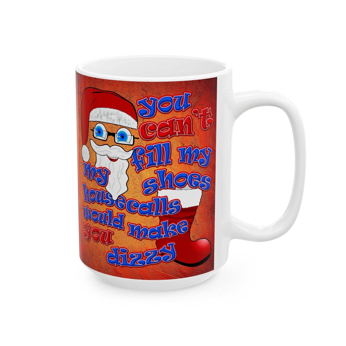 santa's shoes - White Mug (burnt orange)