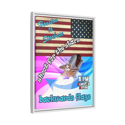 shoot for the stars - framed canvas art (light blue-pink wave)